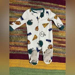 Carter's White and Green Sports Print Footie